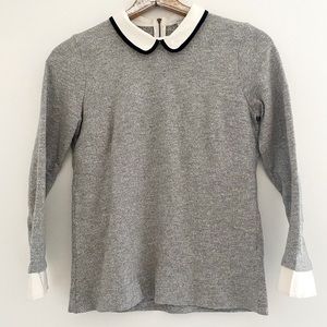 J.Crew Small Gray Sweetheart Collar Business Top